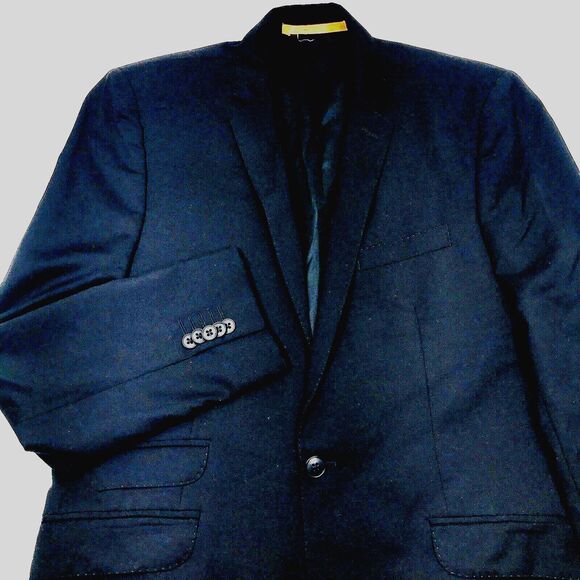 Ben Sherman Blazer BLACK Wool Ticket Pocket 2 Vent 40 Sport Coat Preppy Career - Picture 5 of 15